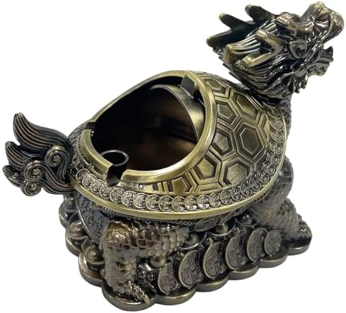 Briskfeel Feng Shui Dragon Turtle Multi Functional Metal Statue Wealth Prosperity Sculpture for Living Room Office Desk Feng Shui Art Best Housewarming Congratulatory GIF (D2 Brass) - Image 2