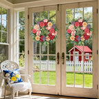 24-Inch Spring Wreath for Front Door with Hydrangeas Dahlias Daisy Silk Flowers and Berry Greenery for All Seasons Indoor Outdoor Wedding Farmhouse Porch Wall Living Room Home Wedding Decor - Image 4