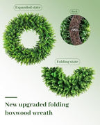 DDHS Large Boxwood Wreath Front Door 24'' Artificial Spring Wreaths for Front Door Farmhouse Wedding Green Year Round Indoor Outdoor for Summer Wreath st Patrick's Day Decoration -(Hello Sign) - Image 3