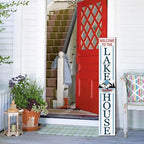 Welcome To The Lake House Porch Sign 8x48inch Farmhouse Lake Porch Leaner Decorations, Rustic Ship Welcome Decoration for Front Door Yard Deck Patio Vertical - Image 3