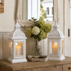 TRIROCKS Set of 2 Farmhouse Lantern 13'' H Decorative Outdoor Lantern Cream by TRIROCKS