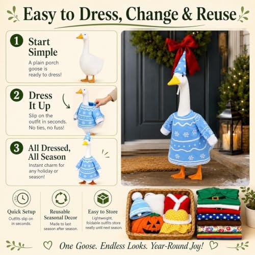 12 Pack Porch Goose Outfits, Seasonal Clothes for 23 Inch Goose Statue - Image 6
