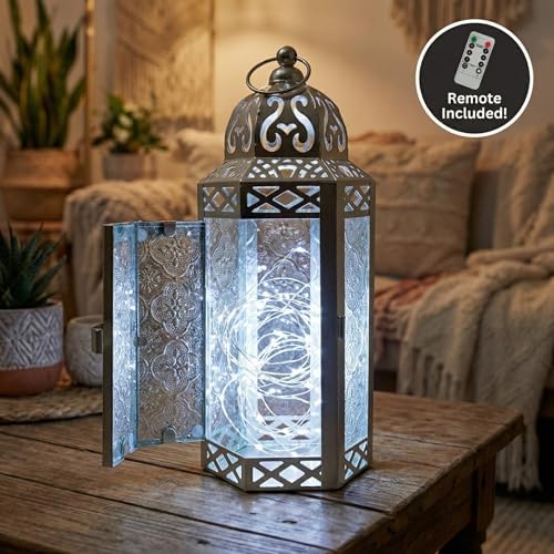Vela Lanterns Decorative Indoor LED Candle Holder, White Gold, M, 2-Pack - Image 6