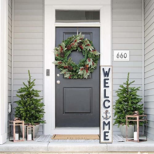 Welcome With Anchor Sign for Front Door, 4ft Tall Front Porch Decor, Vertical Wooden Signs for Front Porch, Rustic Farmhouse Wood Porch Decorations Outdoor - Image 7