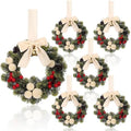6 Pack Small Christmas Velvet Cabinets Wreaths with Ribbon Bell by Unknown