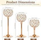 Crystal Candle Holders 4 Set of 12 - Gold Vintage Hollow Ball Candle Stand for Table Centerpiece, Crystal Metal Tealight Candlestick for Wedding, Dining Room Decor - Image 2