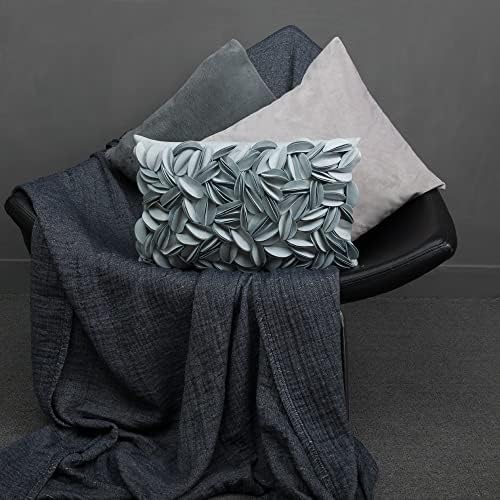 KINGROSE Decorative Soft 3D Flower Throw Pillow Cover, Sky Blue, 12x20 in - Image 6