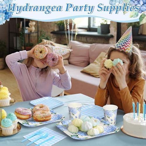 350 Pcs Hydrangea Floral Paper Plates and Napkins Set Disposable - Image 4