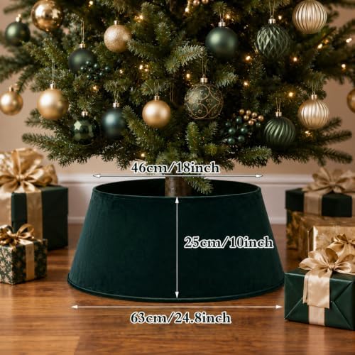 Skylety Dark Green Velvet Christmas Tree Collar 24‘’ Tree Base Cover - Image 2