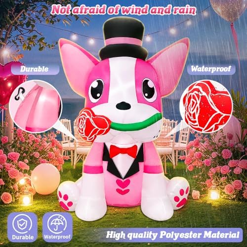 KOOY 4FT Height Mothers Day Inflatable Outdoor Decorations Valentines Inflatables Lovely Dog,Valentines Blow up Yard Decorations for Outdoor Indoor Party Wedding Anniversary - Image 6