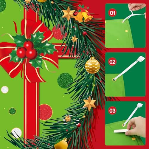 HunnmingRe 7 x 8 ft Christmas Garage Door Cover, Red and Green Polka Dots - Image 3