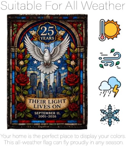 25th 9/11 Their Light Lives On Flag Pack Embroidery American Flags for Outside House 25th September 11 Poster Patriot Day Decor Memorial Gifts Home Decorations Garden Remembrance Tribute Tapestry - Image 6