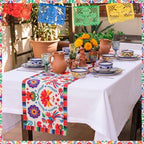 Breling 6 Pack Mexican Table Runner 72x13inch Dia De Los Muertos, White - Image 4