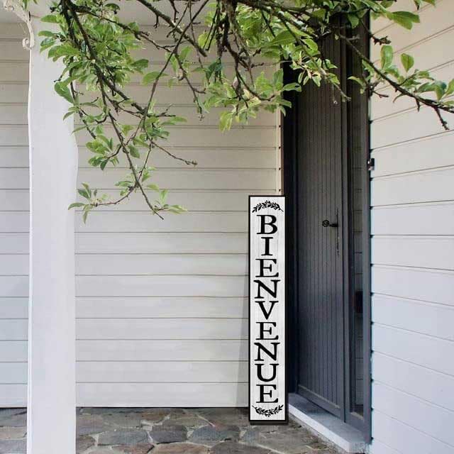 64x8 Inch Farmhouse Rustic Large Vertical Welcome Sign for Front Porch - Wood Plank Set, Elegant "Bienvenue" Design, Indoor & Outdoor Friendly - Image 3