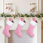 12 Pcs Christmas Stocking 18" Plush,Pink and White - Image 5