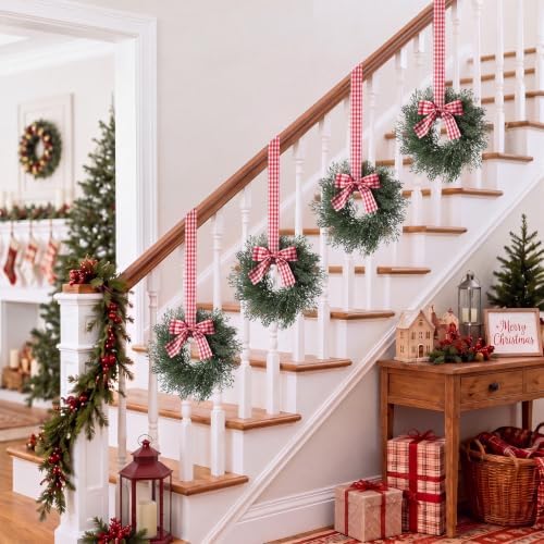 6 Pack 10 Inch Small Christmas Wreaths for Kitchen Cabinet - Image 5