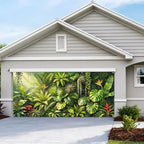 6X13FT Summer Tropical Leaves Garage Door Cover Decorations Tropical Leaves Garage Door Banner for Outdoor Indoor Summer Party Photography Backdrop - Image 7