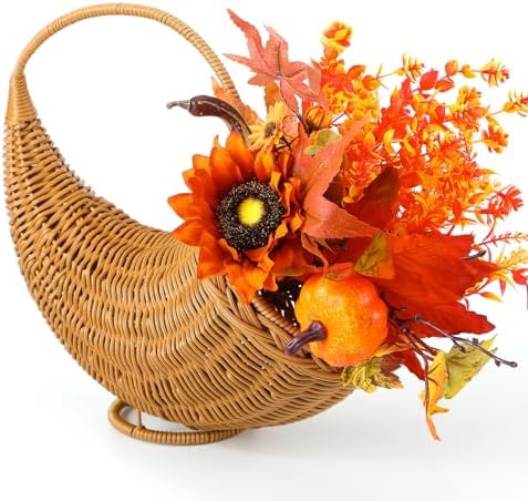 Fall Cornucopia Basket Thanksgiving Table Harvest Fern Cornucopia by RimCereal