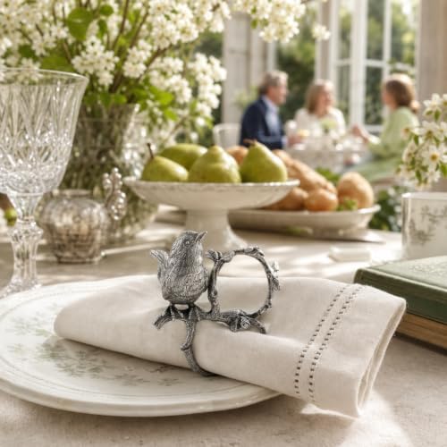 Vagabond House Pewter Song Bird Napkin Ring - Artisan Crafted Table Decor - 3" W x 3" H - Image 5