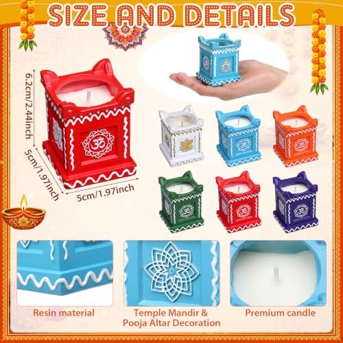 Conelist 6 Pcs Diwali Candles Tulsi Wax Diya Indian Gift Set Diwali Decor - Image 3