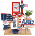 4th of July Decorations for Home 8 PCS Patriotic Tiered Tray Decor Set by SYNCVIBE
