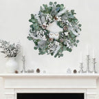 Winter Wreath for Front Door, 24 Inch Christmas Wreath with Owl Decor, Pine Cones, and Evergreen Greenery, Festive Winter Door Decor, Artificial Holiday Farmhouse Rustic Wreath - Image 4