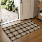 JTJ Easy Jute 2x4 Entryway Runner Rug, Black & Beige Plaid, Washable by JTJ