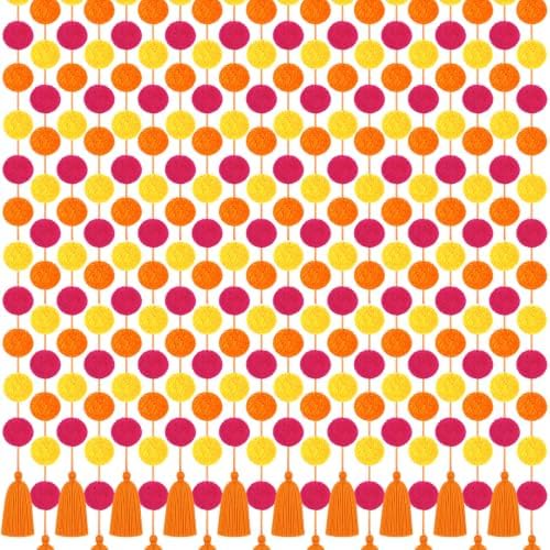 Yalikop 10 Pcs Pom Pom Garland 5 Ft Diwali Party,Orange,Yellow,Rose Red by Yalikop