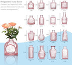 Glass Bud Vases Set of 32 - Pink Assorted Small Mini Glass Vases for Flowers, Crystal Vintage Vase Set, Bulk Centerpieces for Table Décor, Wedding, Home and Events (Pink, 32 Pcs) - Image 7