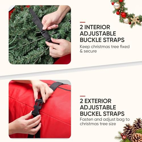BALEINE 9 ft Rolling Christmas Tree Storage Bag, 3 Swivel Wheels for Easy Moving, Heavy Duty 600D Oxford Fabric Extra Large Artificial Christmas Tree Bag with Reinforced Carry Handles (Green) - Image 3
