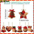 24 Pcs Burlap Christmas Ornaments Set Mini Stockings Funny,Fresh - Image 3