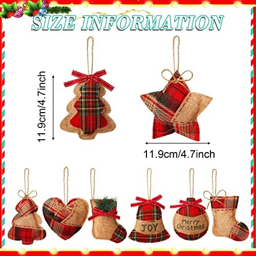 24 Pcs Burlap Christmas Ornaments Set Mini Stockings Funny,Fresh - Image 3