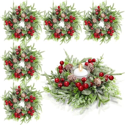 12 Pcs Christmas Candle Ring Wreath Small Kitchen Cabinet Table Decor by Lyrow