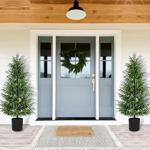 5FT Christmas Tree, Artificial Norfolk Pine Without Lights, Real-Touch PE Material, Family & Pet Friendly, Unlit Faux Xmas Tree in Black Pot for Indoor Outdoor Decor - Image 2