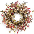22 Inch Fall Wreath for Front Door Full Eucalyptus Wreath by Huashen