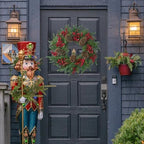22’’ Artificial Christmas Wreath Norfolk Pine Wreath for Front Door with Pine Needles Red Berries Big Pinecones Christmas Decorations for Winter Farmhouse Wall Indoor Outdoor Home Holiday Xmas Decor - Image 4