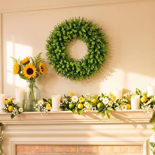 24" Artificial Eucalyptus Wreaths for Front Door Green Wreath All Seasons - Image 5