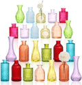 CUCUMI 24pcs Bud Vases for Centerpieces, Colorful Vintage Glass Vase Set by CUCUMI