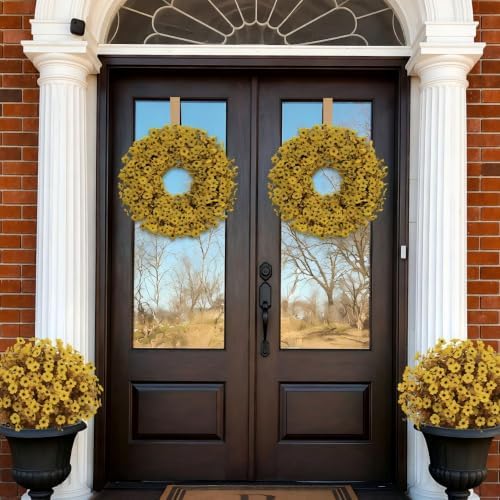 20 Inch Fall Wreaths for Front Door, Autumn Floral Outdoor Wreath - Image 2