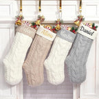 Personalized Christmas Stockings,Custom Embroidered Name & Monogram Knit Stockings for Kids,Family,Cream Silver Cable Knit 18" Christmas Stocking for Fireplace Holiday Decor Gifts(7 Pack) by Infiher