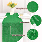 Sugargirl 10 Packs 12 x 72 inches Sequin Table Runner, Glitter Grass Green Table Runner for Birthday Party Supplies Wedding Holiday Celebration Event Decorations - Image 4