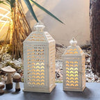 LED Lantern Decorative Indoor & Outdoor, Set of 2 (18' & 13') Metal Candle Lanterns, Vintage Hanging Candle Holder for Front Porch, Patio, Wedding, Farmhouse Home, Christmas Decoration - Image 7