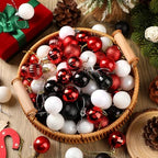 Shappy 216 Pcs Mini Christmas Ball Ornament 1.18 Inch,Black, White, Red - Image 3