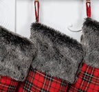LUBOT Set of 6 Christmas Stockings(20inch) Large Family Xmas Stocking Glitter Silhouette Buffalo Red Plaid Rustic Farmhouse Country Fireplace Hanging Decorations - Image 4
