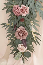 Floroom 6ft Artificial Eucalyptus Garland with Flowers Fake Greenery Faux Floral Vine Garland for Table Decor Wedding Centerpieces Bridal Shower Party Decorations, Dusty Rose & Mauve - Image 6