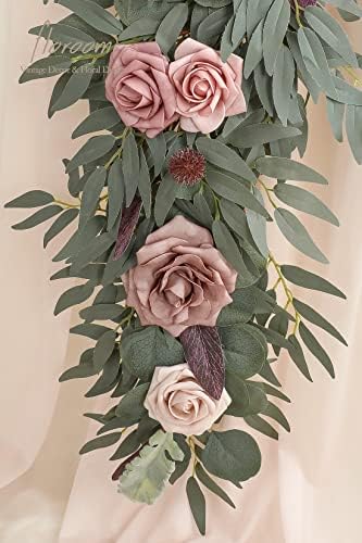 Floroom 6ft Artificial Eucalyptus Garland with Flowers Fake Greenery Faux Floral Vine Garland for Table Decor Wedding Centerpieces Bridal Shower Party Decorations, Dusty Rose & Mauve - Image 6