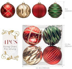 JORNOY Christmas Balls Ornaments Set, 6 inch/150mm Extra Large Shatterproof Plastic Hanging Bulbs for Xmas Tree Decorations Holiday Party with String, 4 Pack-Red&Green&Gold - Image 4