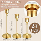 24PCS Brass Gold Taper Candle Holders Set, Vintage Metal Candlestick - Image 4