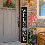 Interchangeable Welcome Sign for Front Porch Door, 45"X9" Wood Black - Image 2