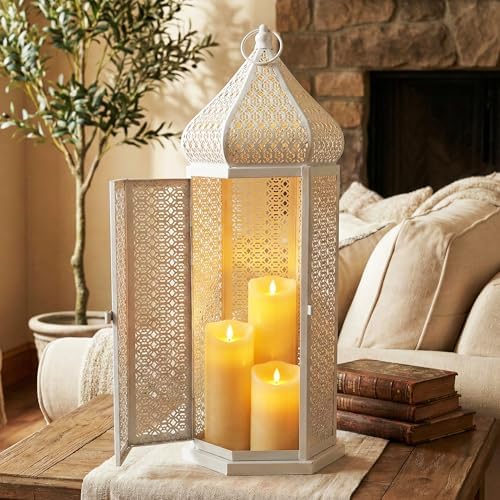 Vela Lanterns Decorative Indoor Tall White Floor Lantern, Extra Large - Image 3